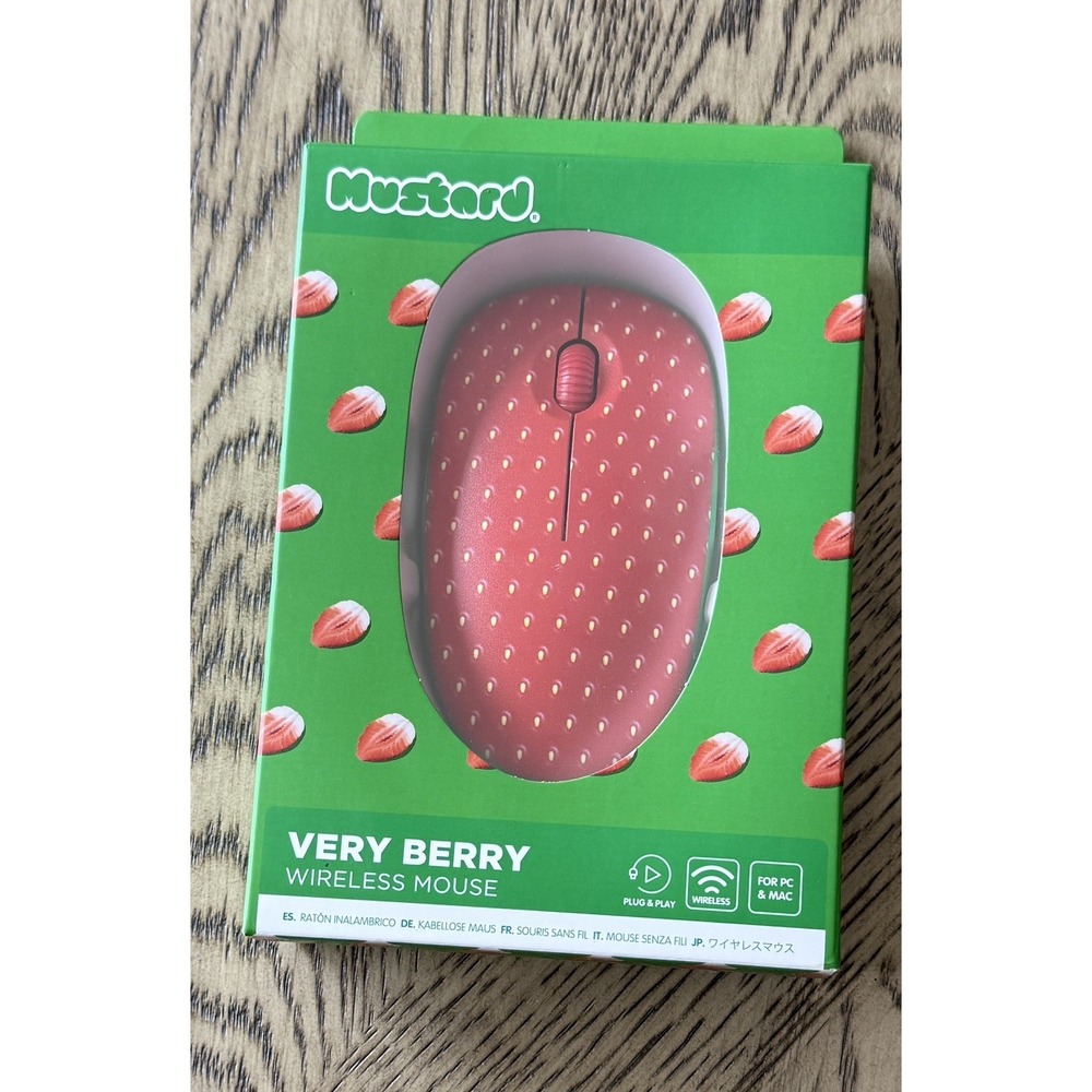 Mustard Very Berry Strawberry Wireless Computer Mouse PC Or Mac New In Box